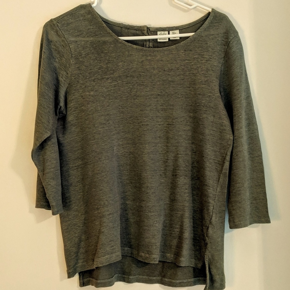 Artisan NY ⭐ Olive Hi-Low Linen Top SMALL - Picture 2 of 6